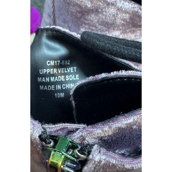 Lavender Crushed Velvet Dolls Kill Boots - Women's Size 10 - Picture 9 of 9